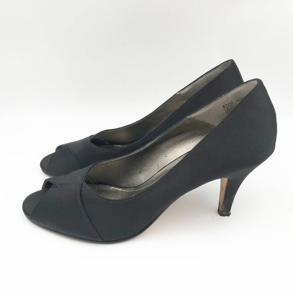 KENNETH COLE Reaction I'm Rich Black Peep Toe Stiletto High Heels Womens 8.5 - Picture 3 of 11